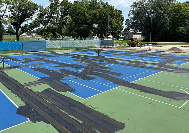 tennis court before resurfacing